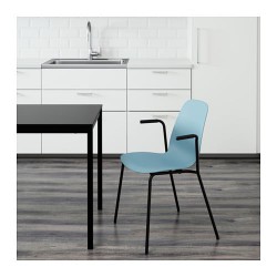 Фото2.Кресло светло-голубое с черными ножками LEIFARNE 791.977.20 IKEA