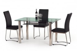 Фото1.Стеклянный стол с полкой Halmar Lenart 130x80x75 см Прозрачный/Черный