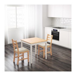 Фото1.Стол света морилка антик белая морилка 74x74 LERHAMN 802.642.71 IKEA
