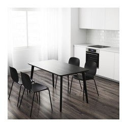 Фото1.Стол черный 140x78 LISABO 803.824.39 IKEA