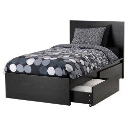Фото1.Каркас кровати темно-коричневый 90х200 MALM IKEA 190.129.89