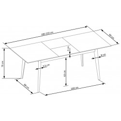 Фото2.Комплект обідній HALMAR стіл MONTREAL  і стільці K-273 180-220/90/76 cm Білий