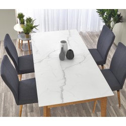 Фото5.Комплект обеденный HALMAR стол MONTREAL и стулья K-273 180-220 / 90/76 cm Белый