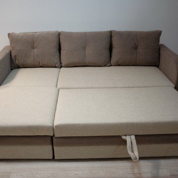 Фото2.Угловой диван Embawood Новара бежевий/коричневий