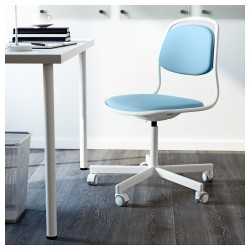 Фото1.Крісло офісне IKEA ÖRFJÄLL / SPORREN поворотне білий, блакитний 491.623.69