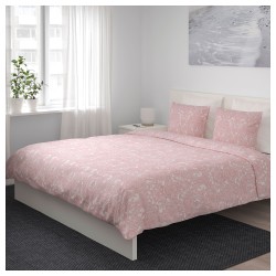 Фото2.Комплект постельного белья JÄTTEVALLMO 604.061.58 белый/розовый 200*200/50*60 IKEA