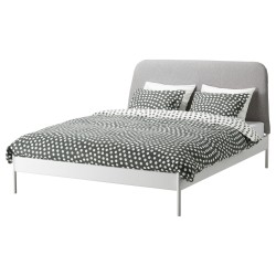Фото2.Комплект постельного белья STENKLÖVER 502.254.55 белый/серый 200*200/50*60 IKEA