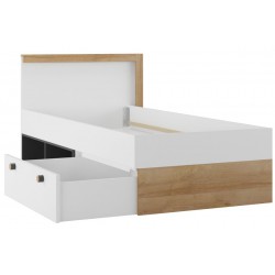 Фото2.Кровать с ящиком и книжным шкафом RIVA 50 SZYNAKA дуб ривьера / черный / белый