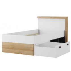 Фото3.Кровать с ящиком и книжным шкафом RIVA 50 SZYNAKA дуб ривьера / черный / белый