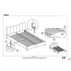 Фото1.Двуспальная кровать SANDY 2 160 Серый HALMAR
