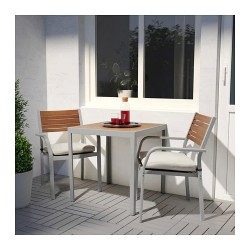 Фото1.Комплект садовый IKEA SJÄLLAND (стол + 2 стула) 892.652.09 светло-серый светло-коричневый