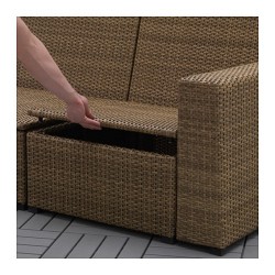 Фото3.Садовый угловой диван 3 + 1, коричневый, подушки бежевые SOLLERON 492.526.09 IKEA