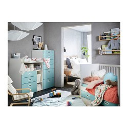 Фото4.Дитяче ліжко біле з ящиками світло-блакитного кольору 60x120 STUVA / FRITIDS 392.531.76 IKEA