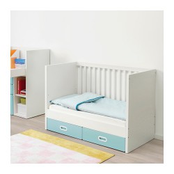 Фото5.Детская кровать белое с ящиками светло-голубого цвета 60x120 STUVA / FRITIDS 392.531.76 IKEA