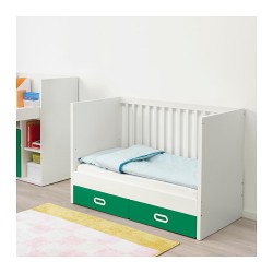 Фото3.Детская кровать белая с ящиками зеленого цвета 60x120 STUVA / FRITIDS 492.675.02 IKEA