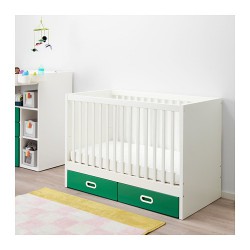 Фото2.Детская кровать белая с ящиками зеленого цвета 60x120 STUVA / FRITIDS 492.675.02 IKEA