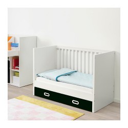 Фото3.Дитяче ліжко біле з ящиками чорного кольору 60x120 STUVA / FRITIDS 392.675.07 IKEA