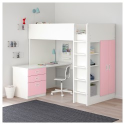 Фото1.Кровать розово-белая STUVA IKEA 792.676.28