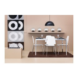 Фото3.Стол хромированный, белое стекло 135x85 TORSBY 598.929.37 IKEA