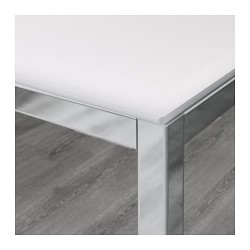 Фото2.Стол хромированный, белое стекло 135x85 TORSBY 598.929.37 IKEA