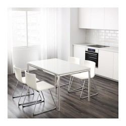 Фото1.Стол хромированный, глянцевый белый 135x85 TORSBY 399.318.45 IKEA