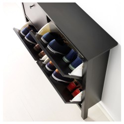 Фото2.Тумба для обуви на 4 отделения черно-коричневая HEMNES IKEA 801.561.20