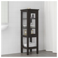 Фото3.Высокий шкаф / стеклянная дверь, черно-коричневый HEMNES IKEA 303.966.41