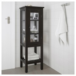 Фото2.Высокий шкаф / стеклянная дверь, черно-коричневый HEMNES IKEA 303.966.41